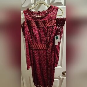 Premier Amour Deep Red Lace Dress
